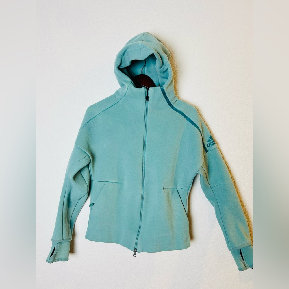 adidas Women's Mint Green Hooded Utility Jacket
